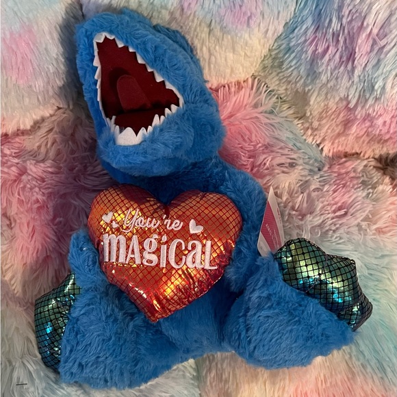 You’re MAGICAL Blue Dinosaur with Shiny Heart and Toes 11”x11” Stuffed Animal - Picture 3 of 11